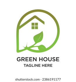 Diseño del logotipo de la casa verde concepto sencillo Vector Premium