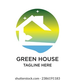 Green house logo design simple concept Premium Vector