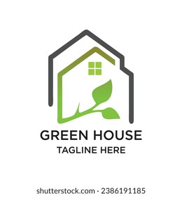 Diseño del logotipo de la casa verde concepto sencillo Vector Premium