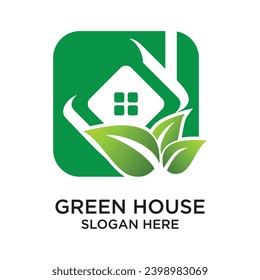 Green house logo design simple concept Premium Vector