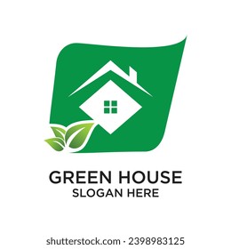 Diseño del logotipo de la casa verde concepto sencillo Vector Premium