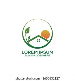 Design-Vorlage für das Logo des grünen Hauses Vektorillustration