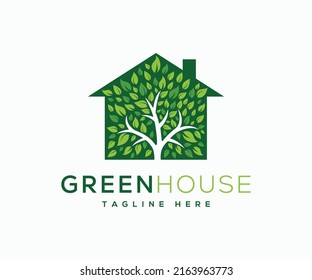 Design-Vorlage für das Green House-Logo. Logo-Vorlage für Bauernhäuser
