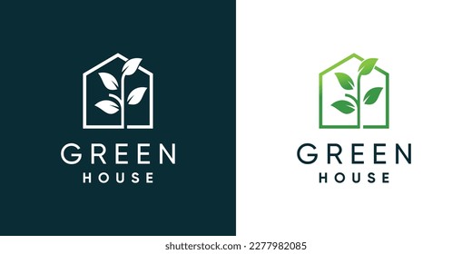 Green house logo design template with modern style