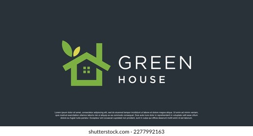 Green house logo design template with modern style idea