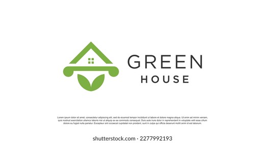 Green house logo design template with modern style idea