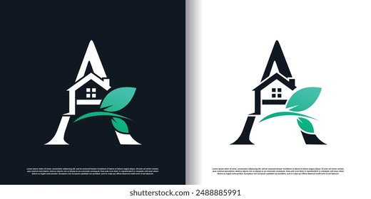 Green house logo design template with letter a concept Premium Vector