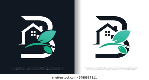 Green house logo design template with letter b concept Premium Vector