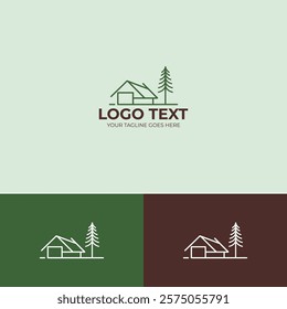 Green house logo design template