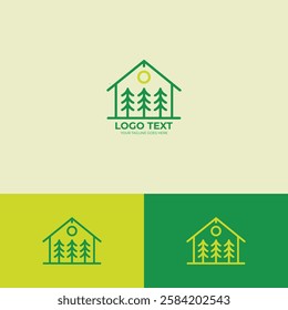 Green house logo design template