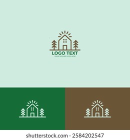 Green house logo design template