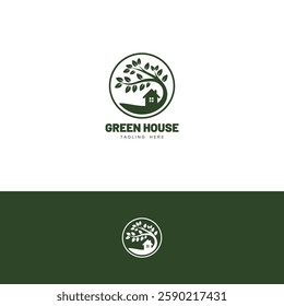 Green house logo design template