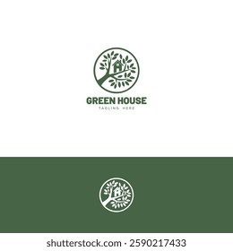 Green house logo design template
