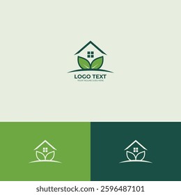 Green house logo design template