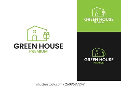 Green house logo design template vector symbol illustration