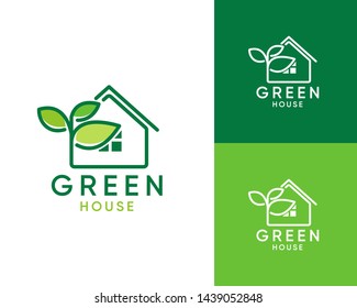 Green House logo Design vector, Nature House Logo