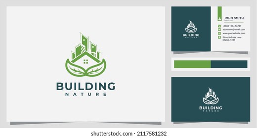 Green House logo Design vector, Nature House Logo. real estate nature logo design concept