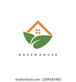 Green house logo design vector illustration simple concept Premium Vector