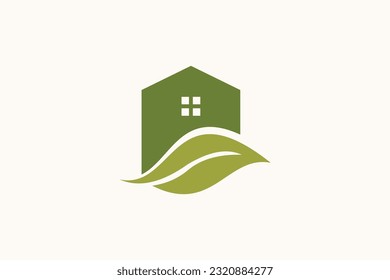 Logo-Design des grünen Hauses, Vektorsymbol mit moderner kreativer Idee