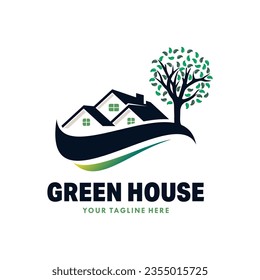 Green House logo design vector Template