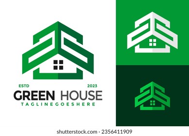 Green House logo design vector symbol icon illustration