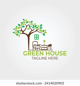 green house logo design vector art graphics