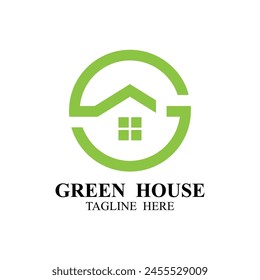 green house logo design vector template. Perfect for environmentally conscious businesses, nurseries, or organizations focused on sustainability and growth.