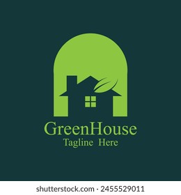 green house logo design vector template. Perfect for environmentally conscious businesses, nurseries, or organizations focused on sustainability and growth.