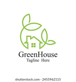 green house logo design vector template. Perfect for environmentally conscious businesses, nurseries, or organizations focused on sustainability and growth.