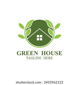 green house logo design vector template. Perfect for environmentally conscious businesses, nurseries, or organizations focused on sustainability and growth.