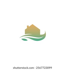 green house logo design vector illustration. leaf home icon
