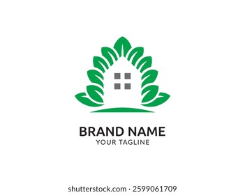 Green house logo design vector illustration