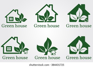 Green house logo. Eco house. Vector illustration.