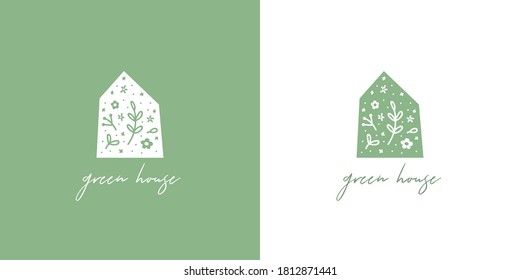Green house logo. Ecological template. 