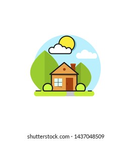 Green House Logo Emblem On White Background Vector Image Ready For Your Design, Greeting Card