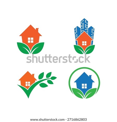 Green House logo flat design template