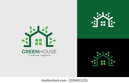 Green House Logo fully editable vector template
