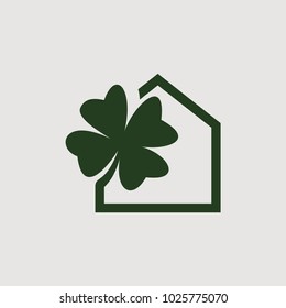 green house logo, home with leaf logo template. Conceptual icon for hotels, real estate firms, eco friendly smart houses, cottages