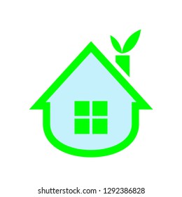 Green house logo icon. eco home logo concept