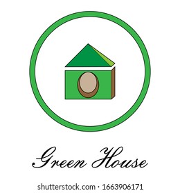 Green house logo isolated on white background