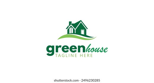 green house logo, house and leaf 