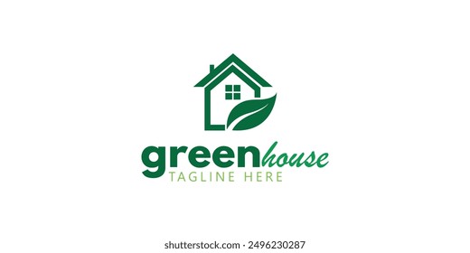 green house logo, house and leaf 