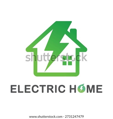 Green house logo with lightning bolt and electric home text icon
