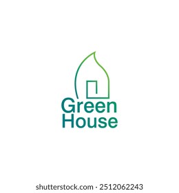 Línea de logotipo de la casa verde estilo de arte símbolo de Vector de diseño de iconos con el concepto de hogar de hoja, diseño de logotipo de hogar ecológico, Casa de bienes raíces Minimalista moderno concepto de Naturaleza Logo. Logotipo del icono del arte de la línea de la casa.