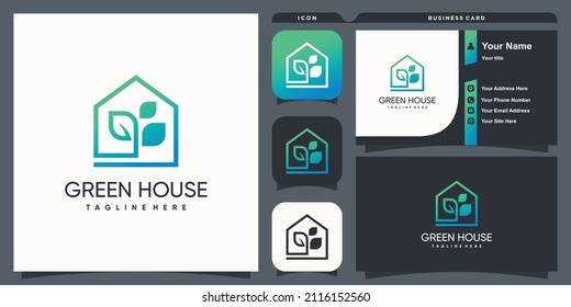Green house logo with modern concept for business premium vector
