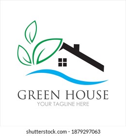 Green House Logo Template Design Vector Illustration