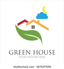 Green House Logo Template Design Vector Illustration