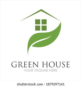 Green House Logo Template Design Vector Illustration
