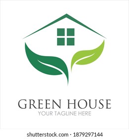 Green House Logo Template Design Vector Illustration