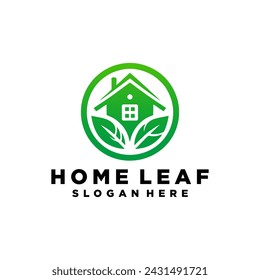 Green House Logo Vorlage Design Vektor Illustration.Home und Blatt Logo Vektor